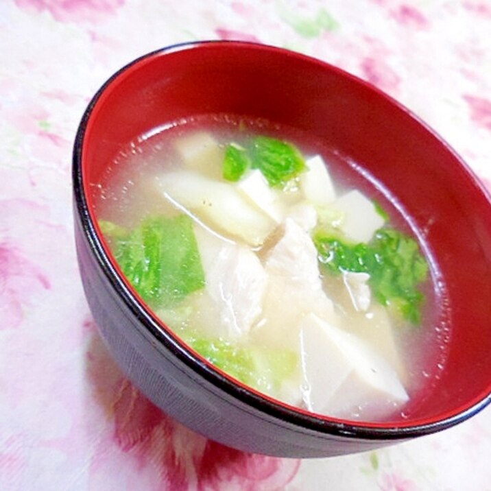 鶏ガラde❤冬瓜と鶏胸と白菜のスープ❤